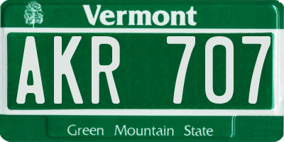 VT license plate AKR707