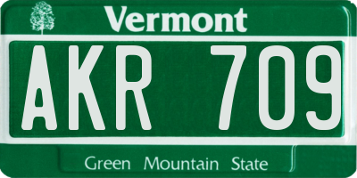 VT license plate AKR709