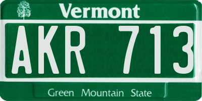 VT license plate AKR713