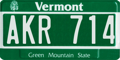 VT license plate AKR714