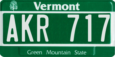 VT license plate AKR717