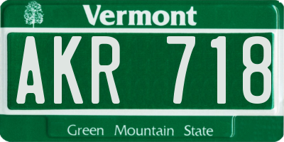 VT license plate AKR718