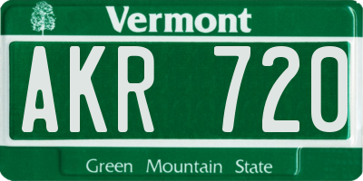 VT license plate AKR720