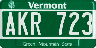 VT license plate AKR723