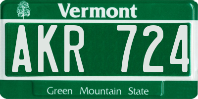 VT license plate AKR724