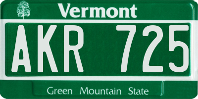 VT license plate AKR725