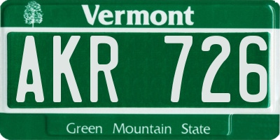 VT license plate AKR726