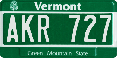 VT license plate AKR727