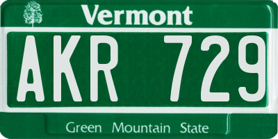 VT license plate AKR729