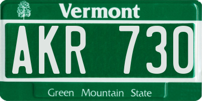 VT license plate AKR730