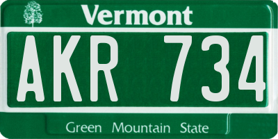 VT license plate AKR734
