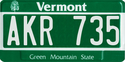 VT license plate AKR735