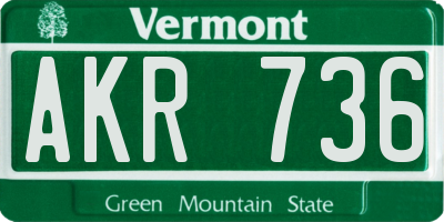 VT license plate AKR736
