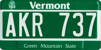 VT license plate AKR737
