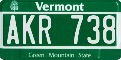 VT license plate AKR738