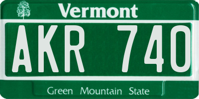 VT license plate AKR740