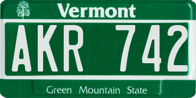 VT license plate AKR742