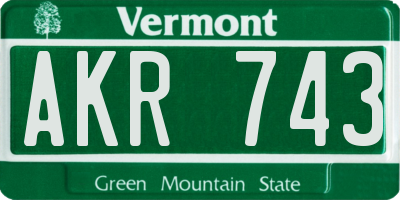 VT license plate AKR743