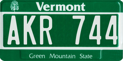 VT license plate AKR744
