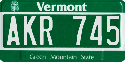 VT license plate AKR745