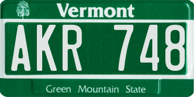 VT license plate AKR748