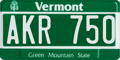 VT license plate AKR750