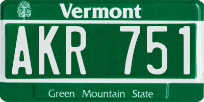 VT license plate AKR751