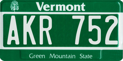 VT license plate AKR752
