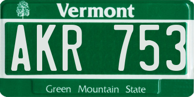 VT license plate AKR753