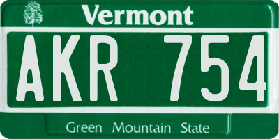 VT license plate AKR754