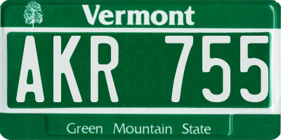 VT license plate AKR755
