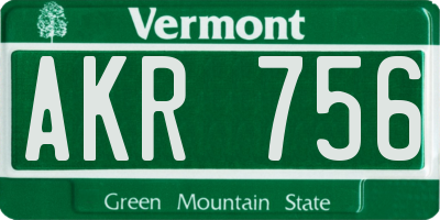 VT license plate AKR756
