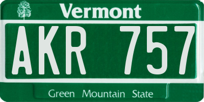 VT license plate AKR757