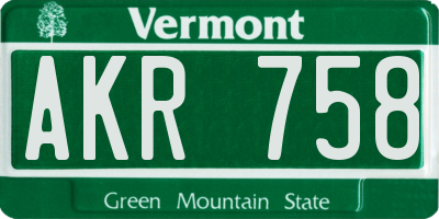 VT license plate AKR758