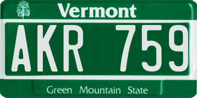 VT license plate AKR759