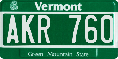VT license plate AKR760