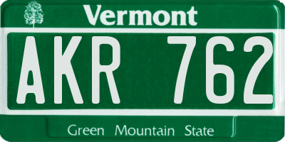 VT license plate AKR762