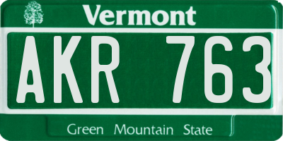 VT license plate AKR763