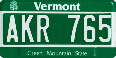 VT license plate AKR765