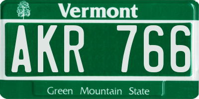VT license plate AKR766