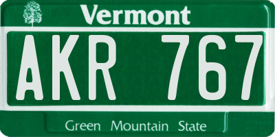 VT license plate AKR767