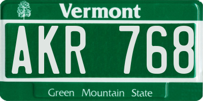 VT license plate AKR768