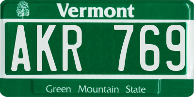 VT license plate AKR769