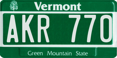VT license plate AKR770