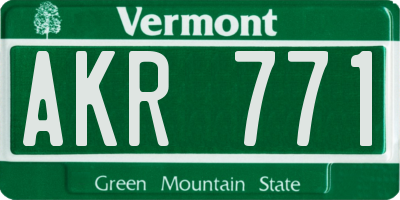 VT license plate AKR771