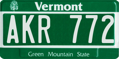 VT license plate AKR772