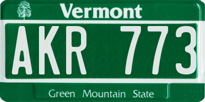 VT license plate AKR773