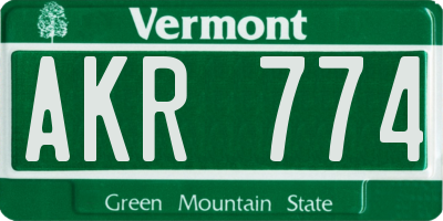 VT license plate AKR774