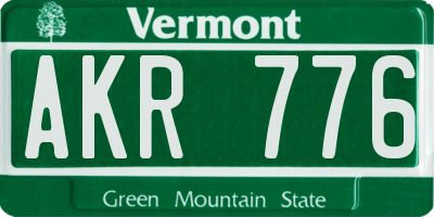 VT license plate AKR776