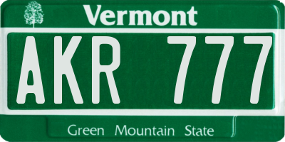 VT license plate AKR777